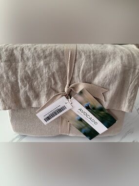 Avocado NATURAL LINEN DUVET COVER - Size: Full / Queen - Color: Natural - NWT